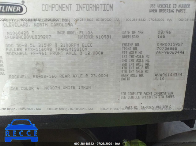1997 FREIGHTLINER MEDIUM CONVENTIONAL FL106 1FUW8HCB0VL839207 image 8
