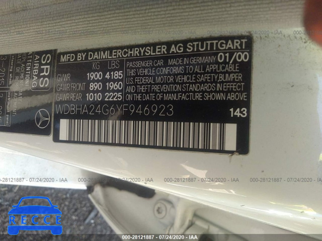 2000 MERCEDES-BENZ C-CLASS KOMPRESSOR WDBHA24G6YF946923 Bild 8