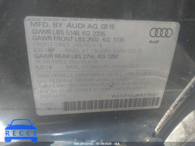 2015 AUDI ALLROAD PREMIUM PLUS WA1UFAFL9FA115037 image 8