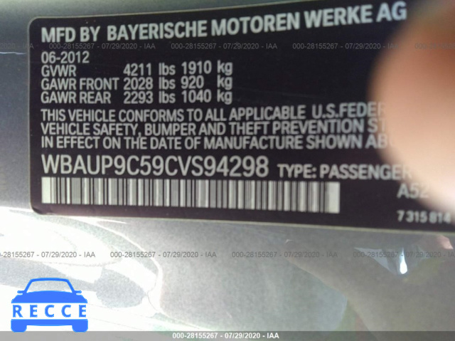 2012 BMW 1 SERIES 128I WBAUP9C59CVS94298 Bild 8