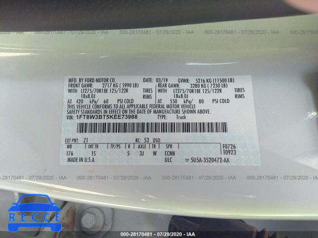 2019 FORD SUPER DUTY F-350 SRW XL/XLT/LARIAT 1FT8W3BT5KEE73988 image 8