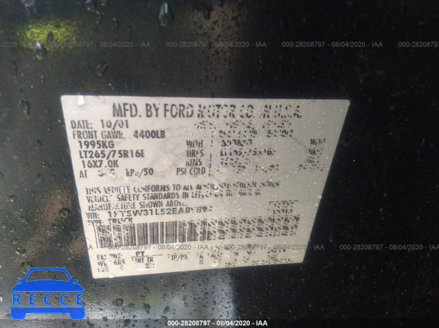 2002 FORD SUPER DUTY F-350 SRW XL/XLT/LARIAT 1FTSW31L52EA89894 image 8