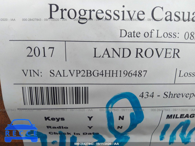 2017 LAND ROVER RANGE ROVER EVOQUE SE SALVP2BG4HH196487 зображення 8