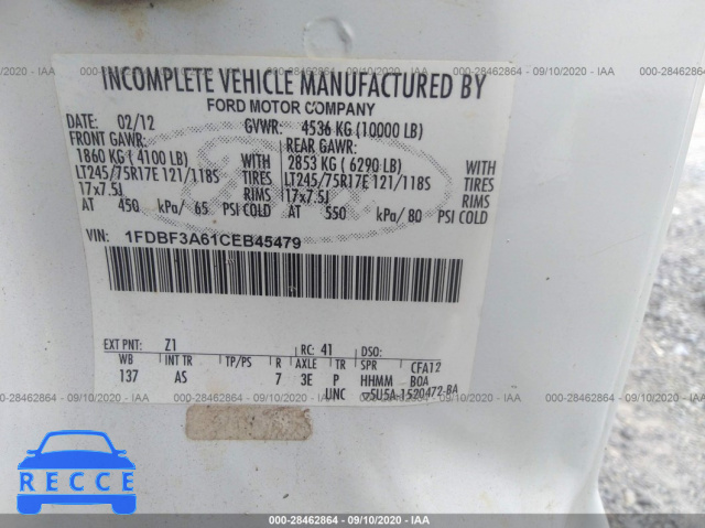 2012 FORD SUPER DUTY F-350 SRW XL/XLT 1FDBF3A61CEB45479 image 8