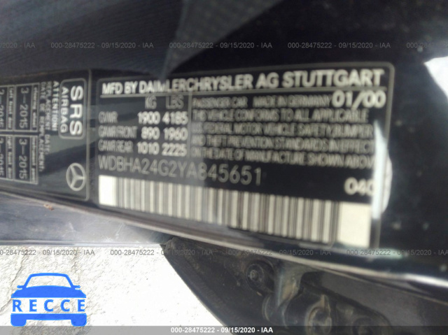 2000 MERCEDES-BENZ C-CLASS KOMPRESSOR WDBHA24G2YA845651 image 8