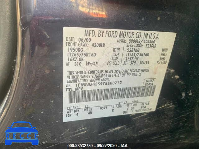 2000 FORD EXCURSION 1FMNU43S5YEE00712 image 9