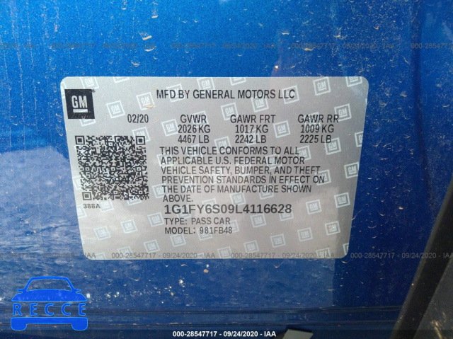 2020 CHEVROLET BOLT EV LT 1G1FY6S09L4116628 image 8