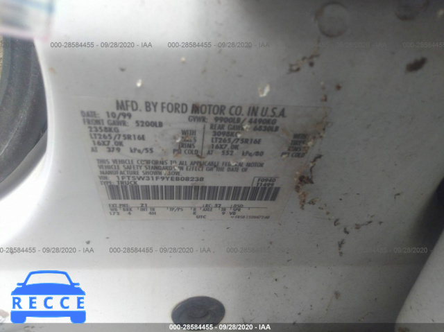 2000 FORD SUPER DUTY F-350 SRW XL/XLT/LARIAT 1FTSW31F9YEB08238 image 8