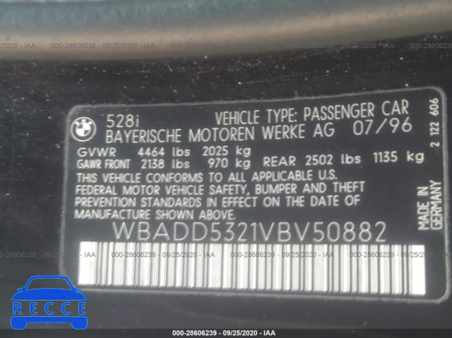 1997 BMW 5 SERIES 528I WBADD5321VBV50882 image 8
