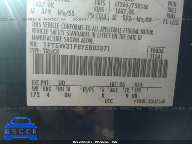 2000 FORD SUPER DUTY F-350 SRW XL/XLT/LARIAT 1FTSW31F8YEB03371 image 8