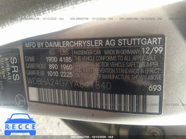 2000 MERCEDES-BENZ C-CLASS KOMPRESSOR WDBHA24G7YA841840 image 8