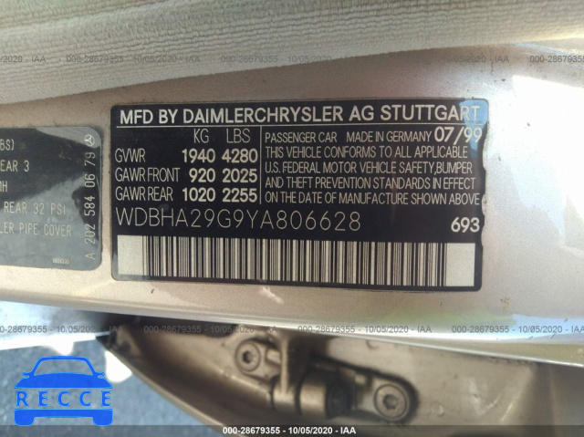 2000 MERCEDES-BENZ C-CLASS WDBHA29G9YA806628 image 8