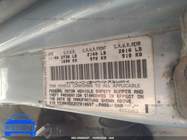 1991 SAAB 900 S YS3AK45E2M7010657 image 8