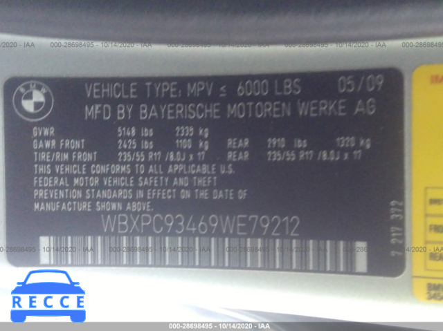 2009 BMW X3 XDRIVE30I WBXPC93469WE79212 image 8