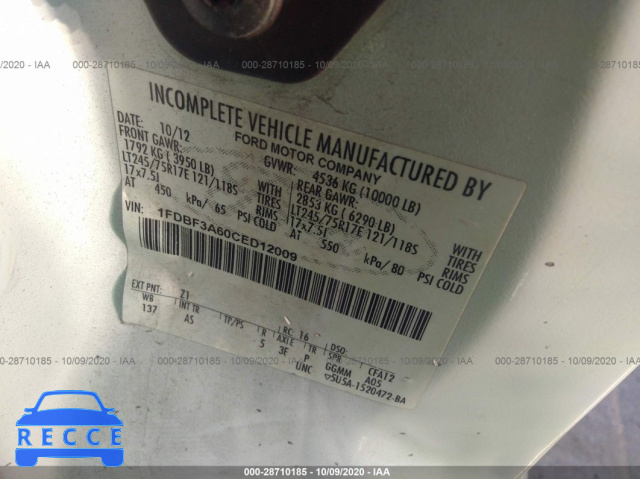 2012 FORD SUPER DUTY F-350 SRW XL/XLT 1FDBF3A60CED12009 image 8