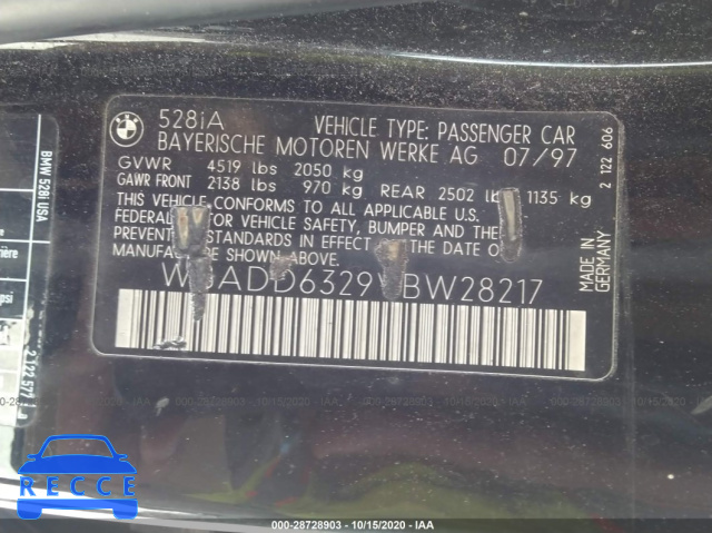 1997 BMW 5 SERIES 528IA WBADD6329VBW28217 image 8