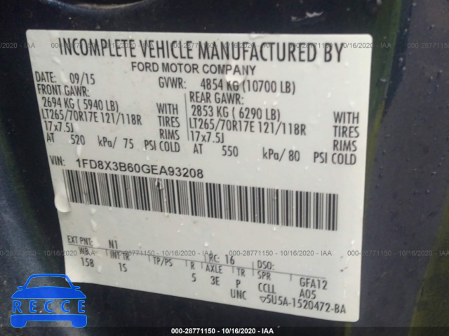 2016 FORD SUPER DUTY F-350 SRW XL/XLT 1FD8X3B60GEA93208 image 8