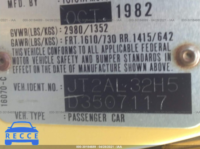 1983 TOYOTA TERCEL DELUXE JT2AL32H5D3507117 image 8