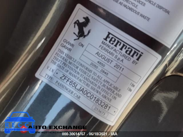 2012 FERRARI CALIFORNIA  ZFF65LJA0C0183281 image 12