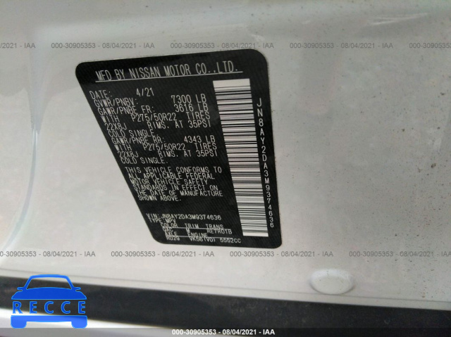 2021 NISSAN ARMADA PLATINUM JN8AY2DA3M9374636 image 8