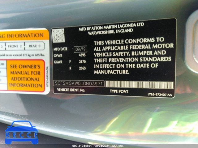 2020 ASTON MARTIN VANTAGE  SCFSMGAW0LGN03971 image 8