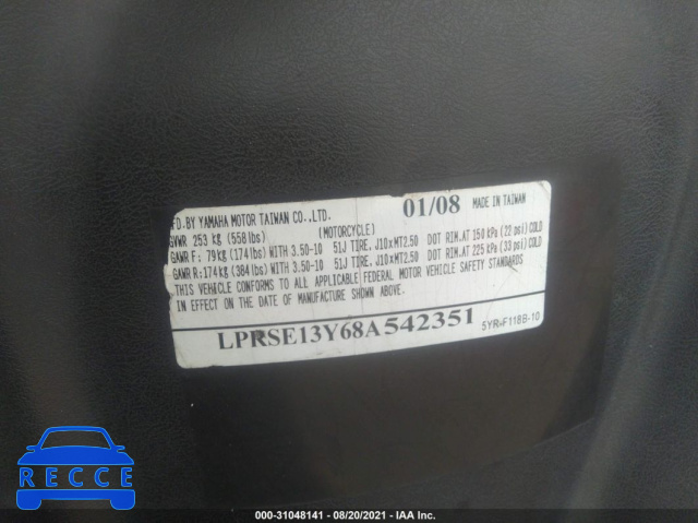 2008 YAMAHA YJ125  LPRSE13Y68A542351 image 9