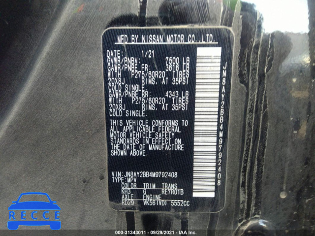 2021 NISSAN ARMADA SL JN8AY2BB4M9792408 image 8