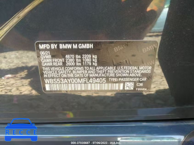2021 BMW M3 WBS53AY00MFL49405 image 8