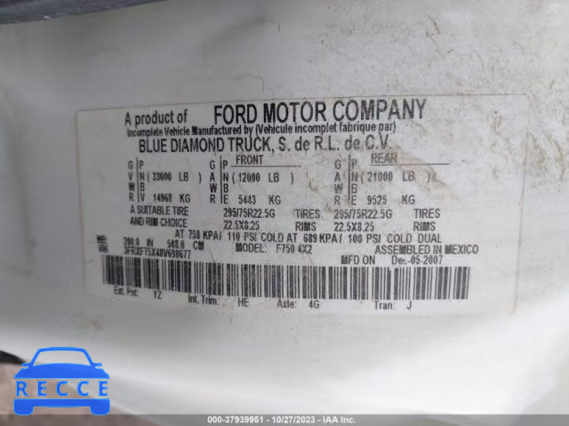 2008 FORD SUPER DUTY F-750 XL/XLT 3FRXF75X48V698677 image 8