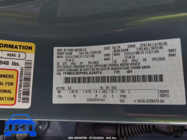 2024 FORD BRONCO WILDTRAK 1FMEE2BP8RLA26074 image 8