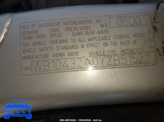 2000 BMW R1100 S WB10432A0YZB51522 image 9