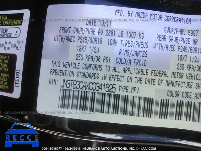 2012 Mazda CX-9 JM3TB3CAXC0341625 image 8