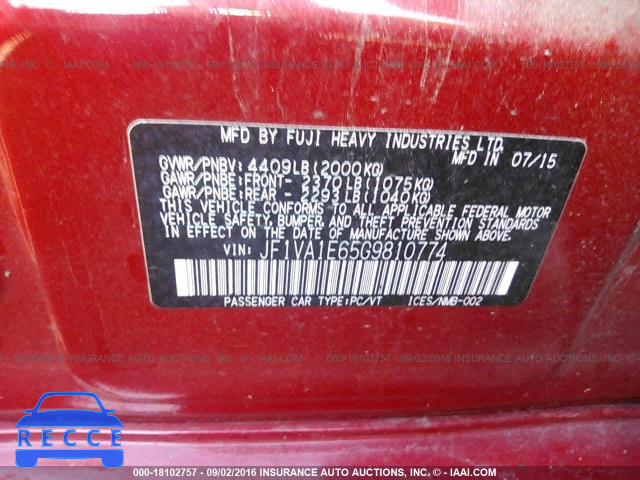 2016 Subaru WRX PREMIUM JF1VA1E65G9810774 Bild 8