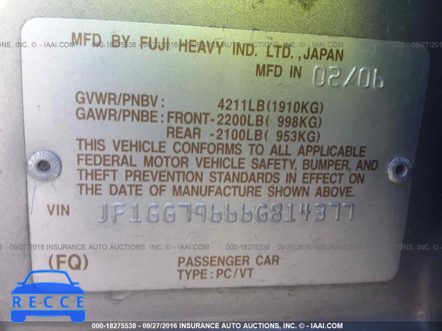 2006 Subaru Impreza WRX SPORT/LIMITED JF1GG79666G814377 image 8