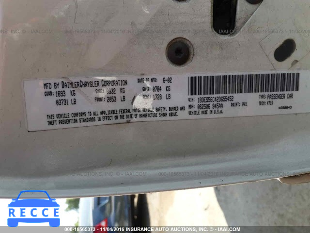 2002 Dodge Neon ES 1B3ES56C42D655452 image 8