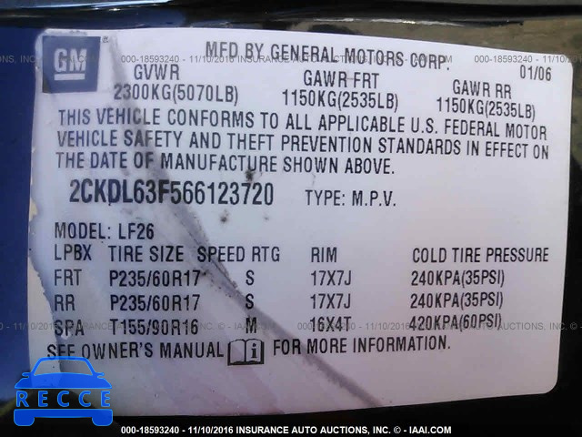 2006 Pontiac Torrent 2CKDL63F566123720 image 8