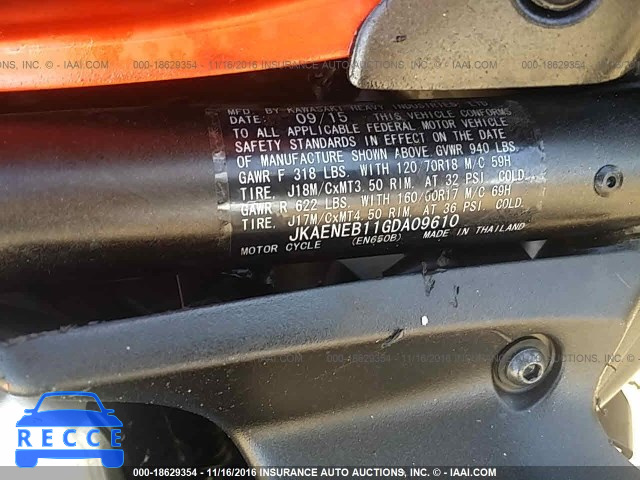 2016 Kawasaki EN650 B JKAENEB11GDA09610 зображення 9