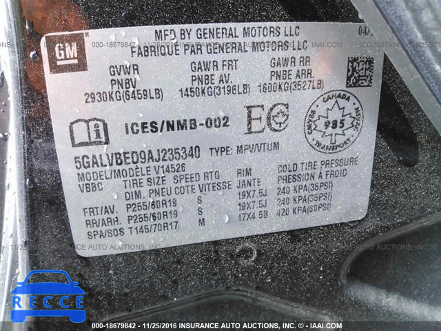 2010 Buick Enclave 5GALVBED9AJ235340 image 8