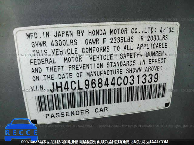 2004 Acura TSX JH4CL96844C031339 image 8