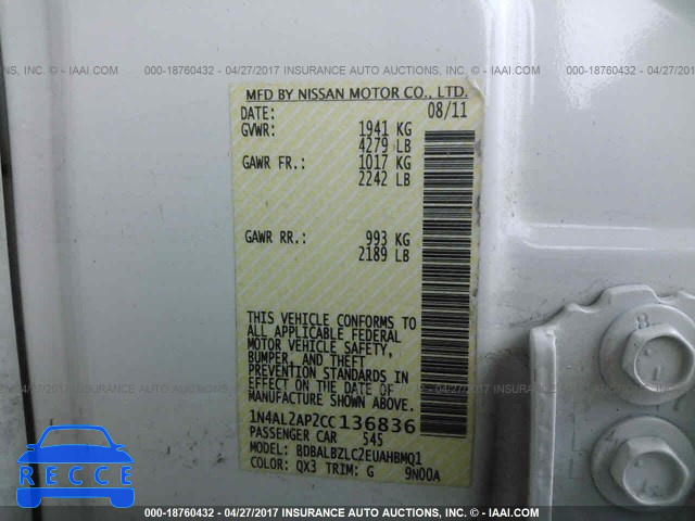 2012 Nissan Altima 1N4AL2AP2CC136836 image 8