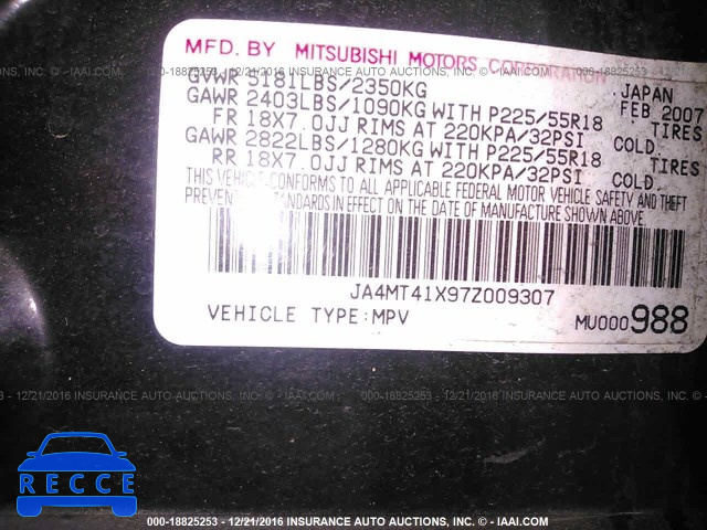 2007 Mitsubishi Outlander JA4MT41X97Z009307 image 8