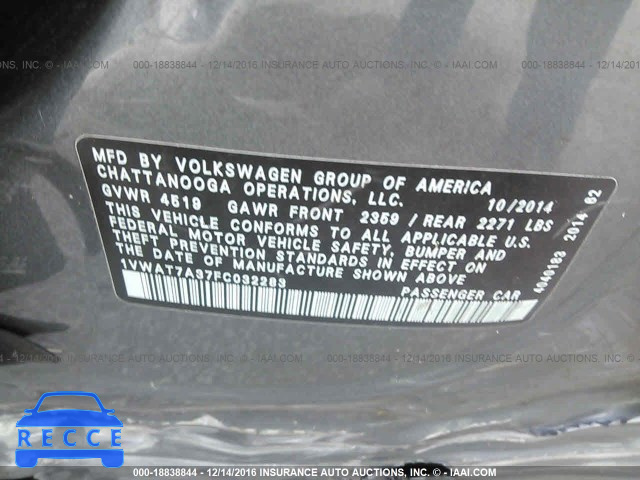2015 Volkswagen Passat 1VWAT7A37FC032283 image 8