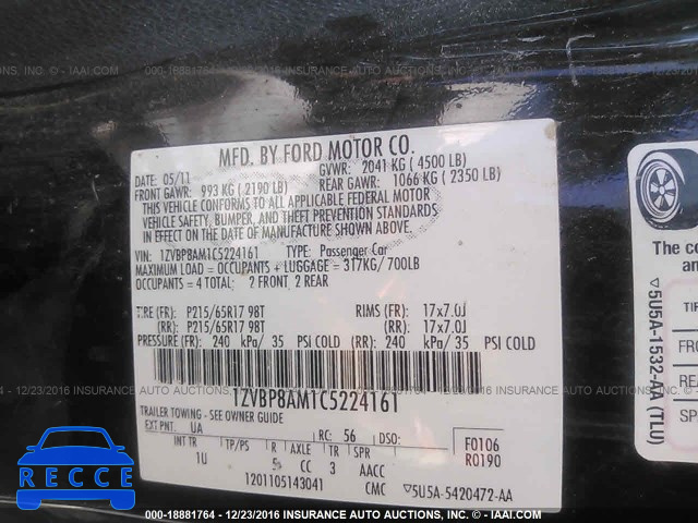 2012 Ford Mustang 1ZVBP8AM1C5224161 зображення 8