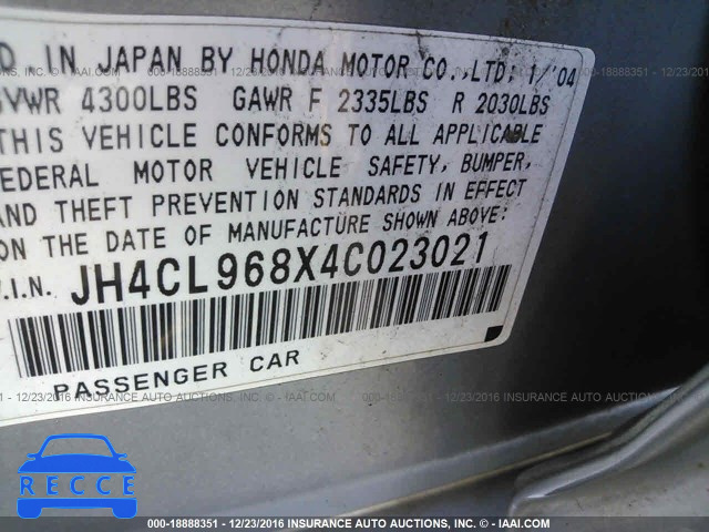 2004 Acura TSX JH4CL968X4C023021 Bild 8