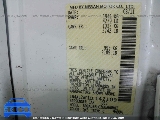 2012 Nissan Altima 1N4AL2AP1CC142109 image 8