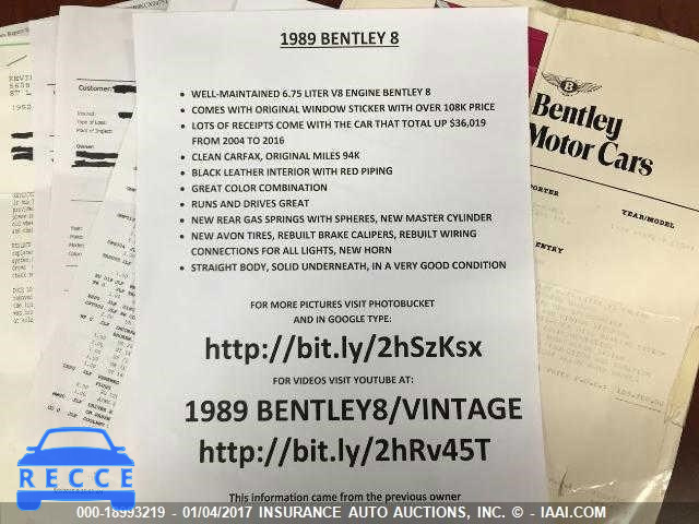 1989 Bentley Eight SCBZE02B9KCX24751 зображення 9