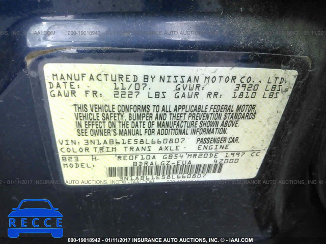 2008 Nissan Sentra 3N1AB61E58L660807 image 8