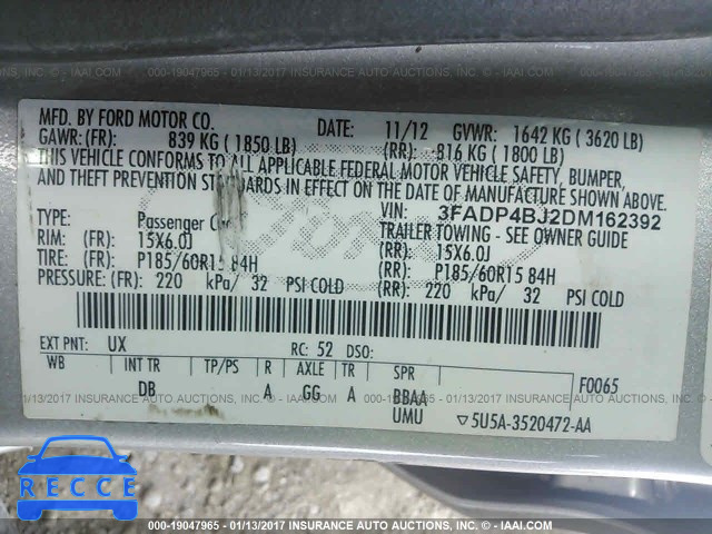 2013 Ford Fiesta 3FADP4BJ2DM162392 image 8