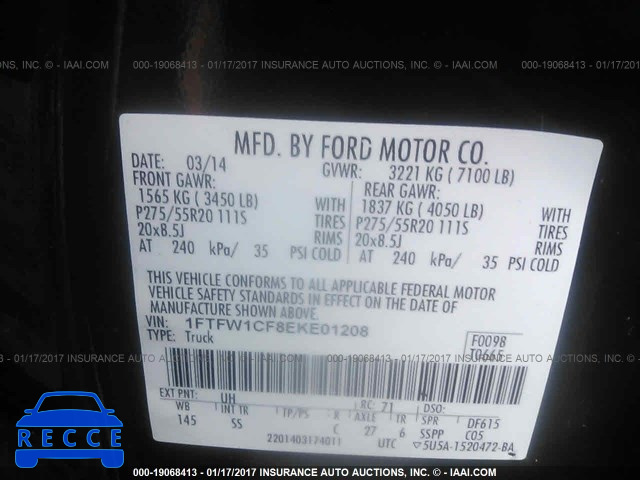 2014 Ford F150 1FTFW1CF8EKE01208 image 8