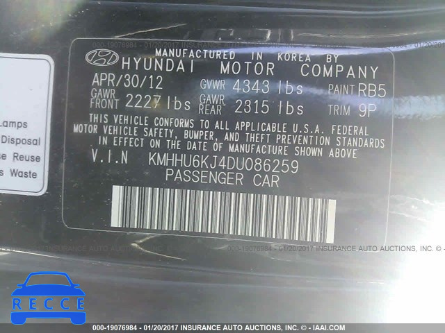 2013 Hyundai Genesis Coupe 3.8L KMHHU6KJ4DU086259 image 8